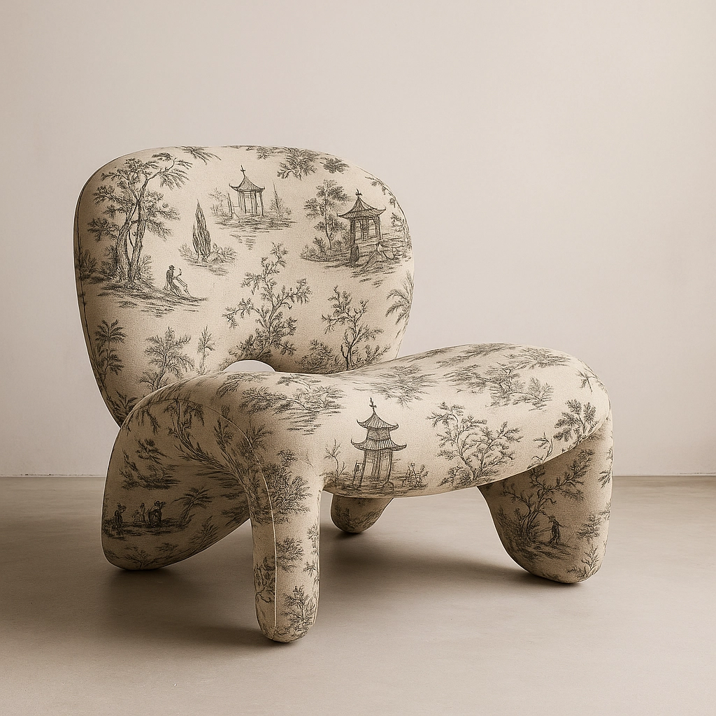 20 copy butaca orgánica tapizada en toile de jouy beige
