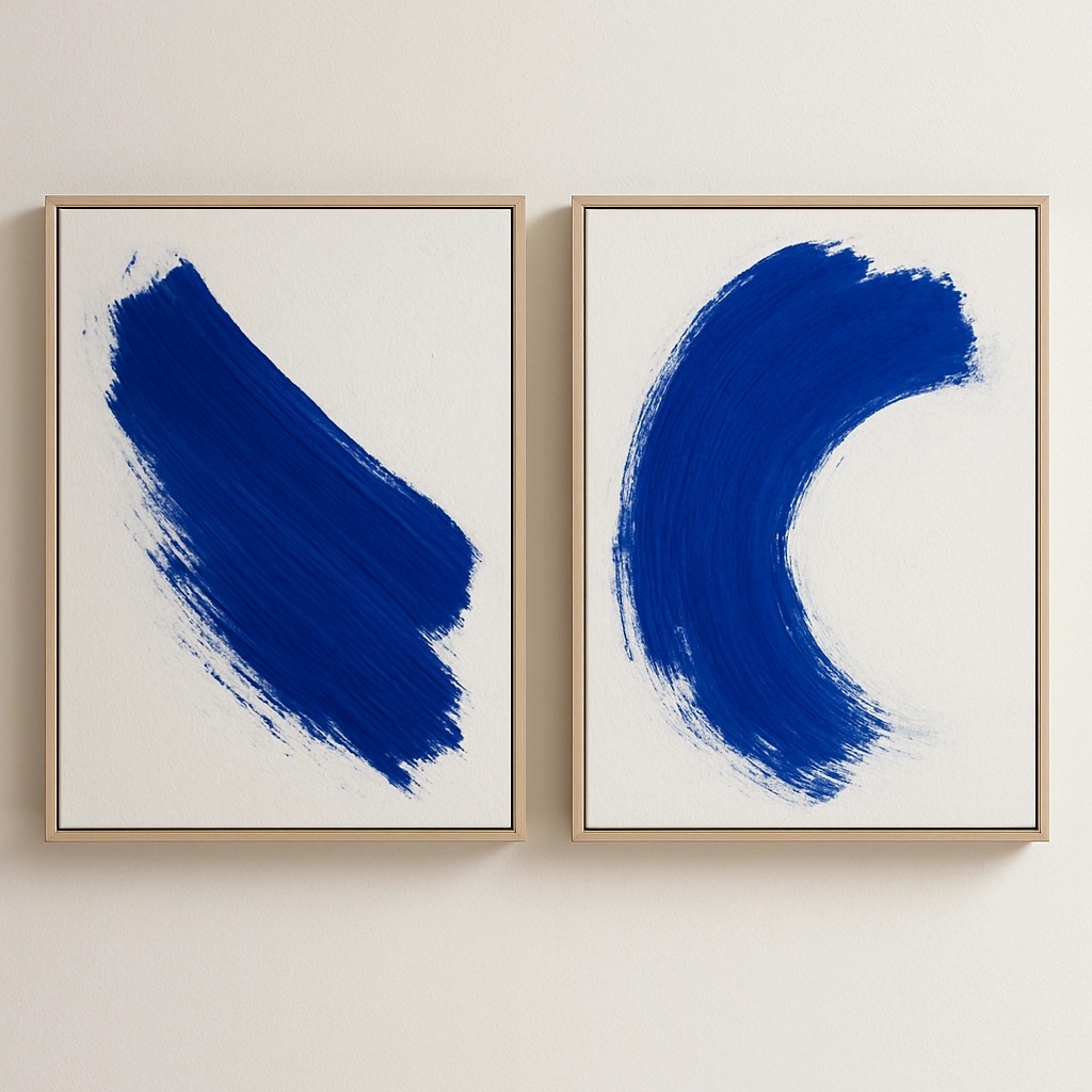 5 copy díptico abstracto de pinceladas azules